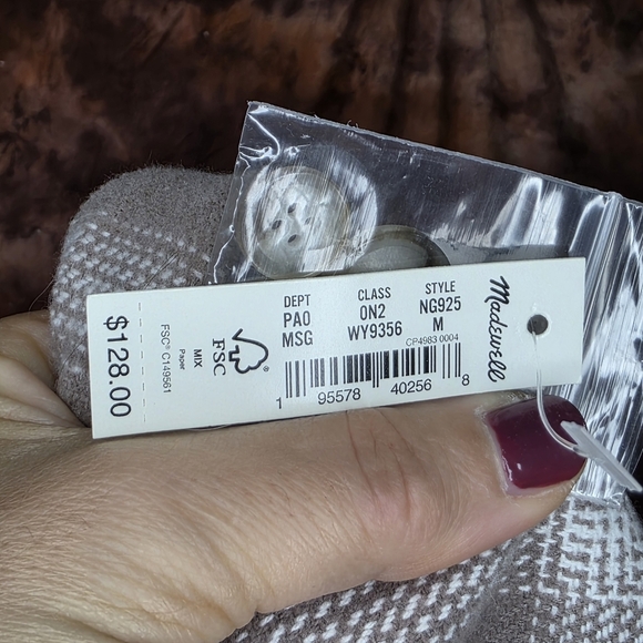 Madewell Kentwood Shirt Jacket Shacket Windowpane Flannel Tan Cream M - Picture 10 of 12